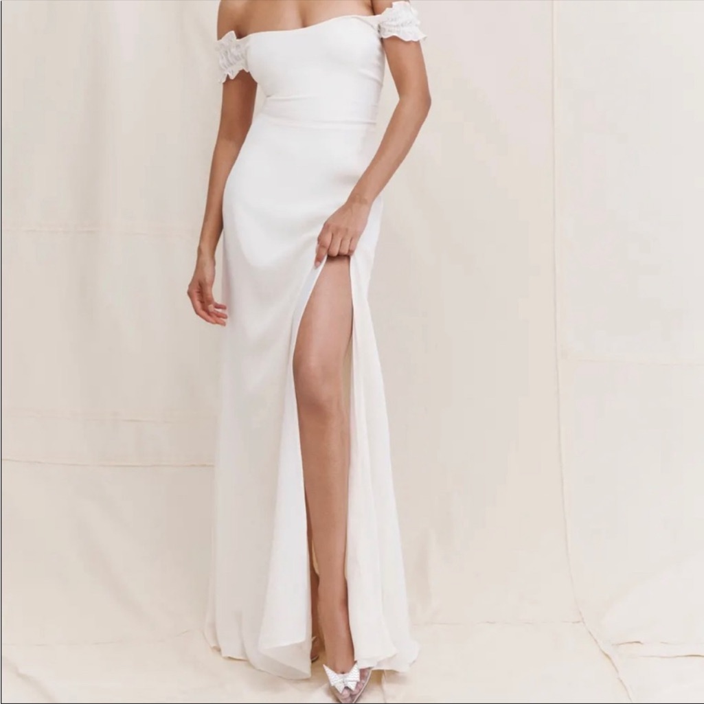 Reformation Gimlet Off The Shoulder Wedding Dress In Ivory